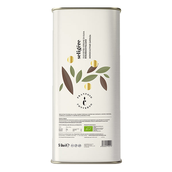 Can of Organic Extra Virgin Olive Oil delicate Carolea Seligere